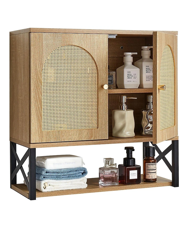 Slickblue Over Toilet Bathroom Wall Cabinet with 2 Doors and Shelves