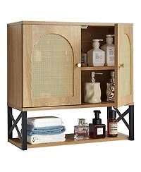 Slickblue Over Toilet Bathroom Wall Cabinet with 2 Doors and Shelves