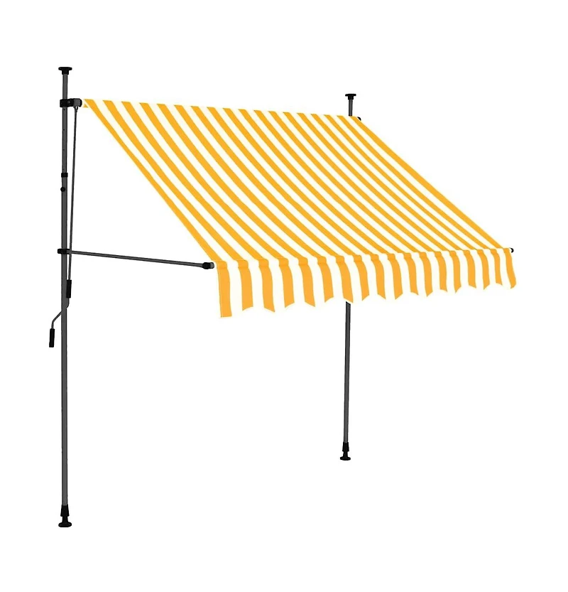 vidaXL Retractable Awning White and Orange Polyester with Pu coating, Steel