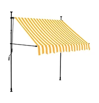 vidaXL Retractable Awning White and Orange Polyester with Pu coating, Steel