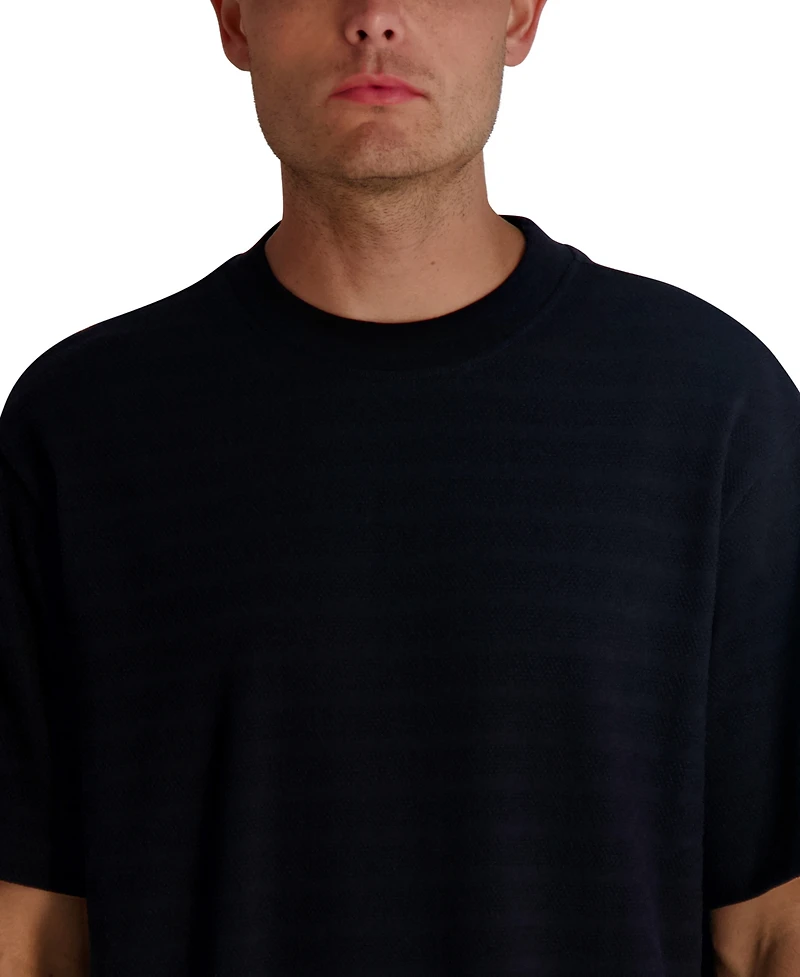 Karl Lagerfeld Paris Men's Textured Stripe T-Shirt