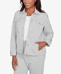 Alfred Dunner Women's Casual Vibe Shimmer Collared Button Jacket