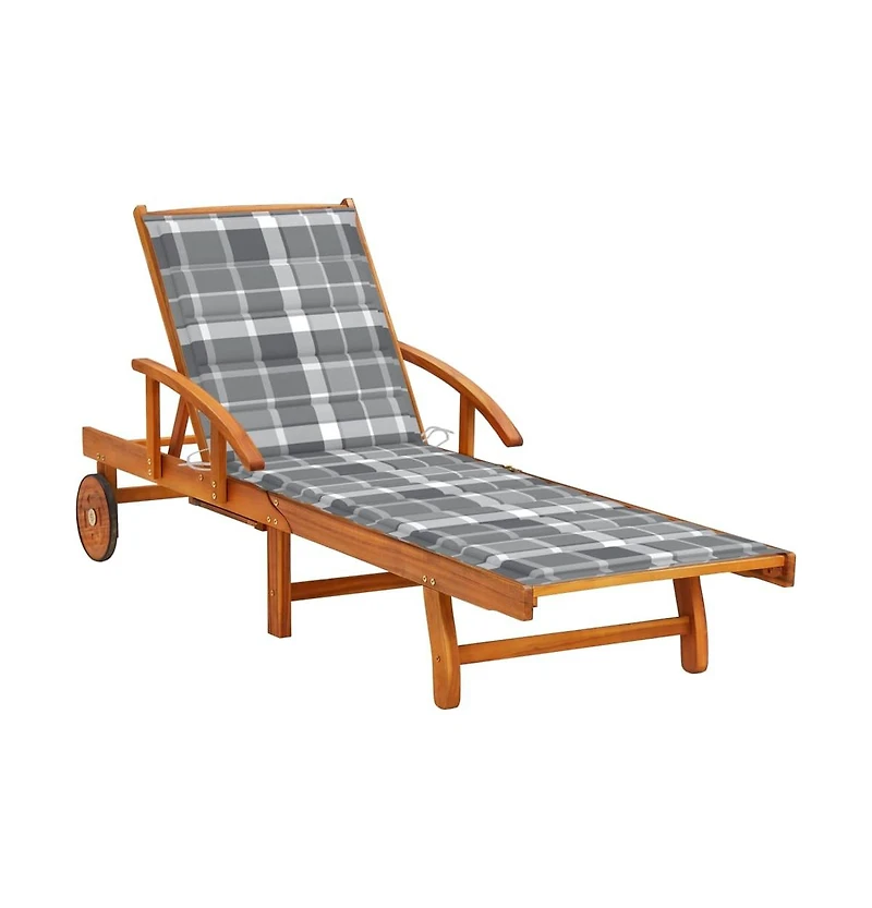 vidaXL Patio Solid Acacia Wood Sun Lounger with Cushion