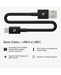 Beats Usb-a to Usb-c Woven Short Cable (20 cm) - Bolt Black