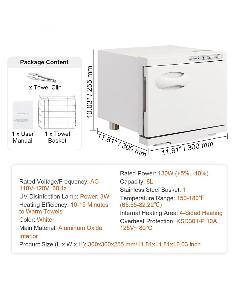 Ecooso Hot Towel Warmer, 8L Spa Hot Towel Warmer Cabinet, 2-in-1 Towel Warmer with Stainless Steel Rack