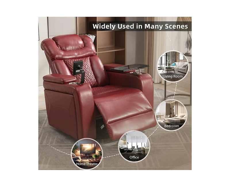 sumyeg 270 Degree Swivel Home Theater Recliner with Tray Table Phone Holder Cup and Usb Port