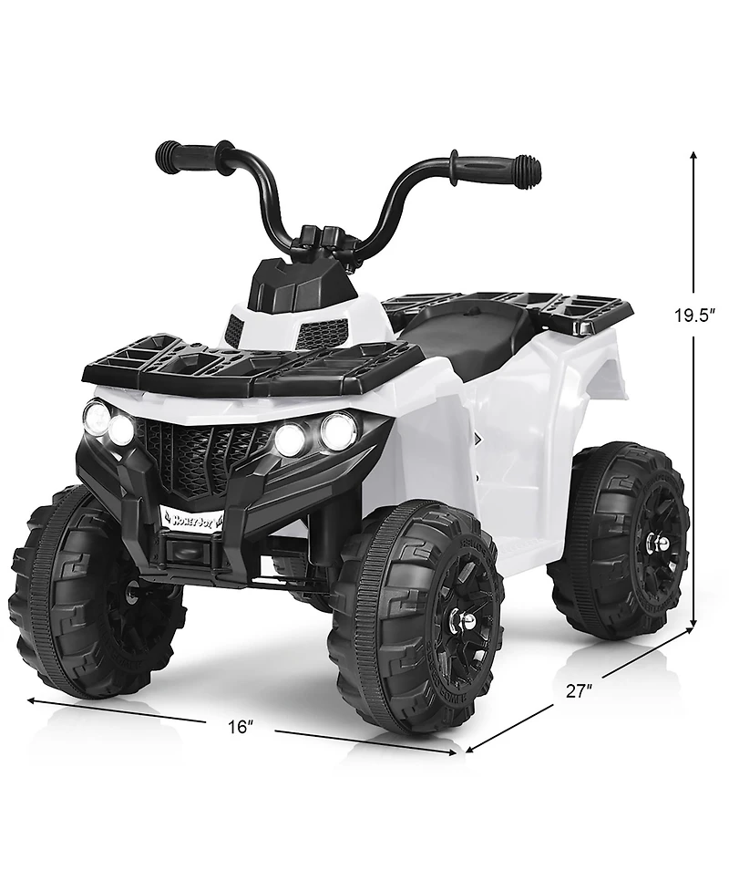 Kids Ride On Atv Quad 4 Wheeler Electric Toy Car 6V Battery Power Led Lights