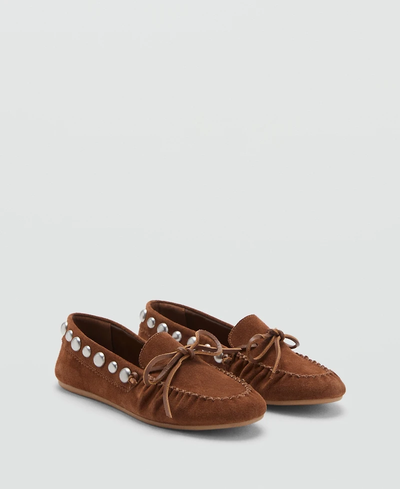 Mango Women's Studded Suede Moccasins
