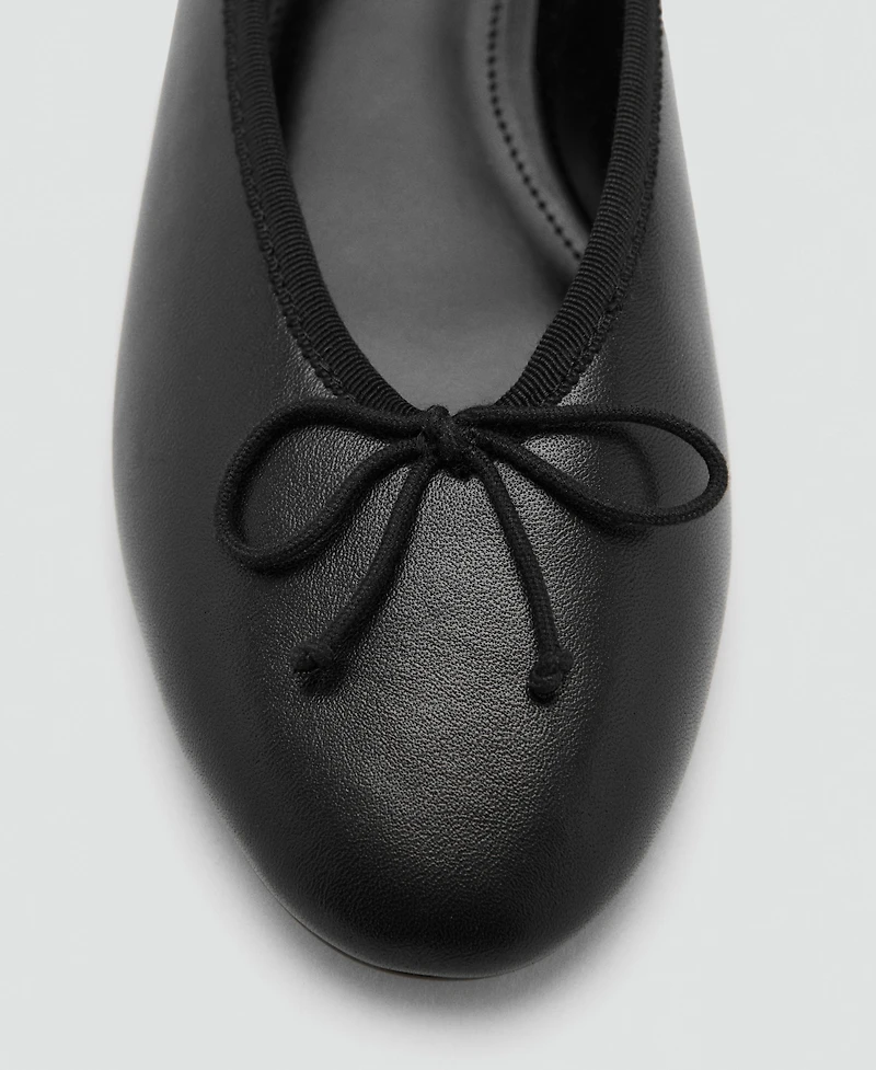 Mango Women's Bow Leather Ballet Flats