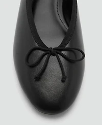 Mango Women's Bow Leather Ballet Flats