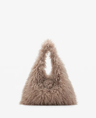 Mango Women's Fur And Hoop Detail Shoulder Bag