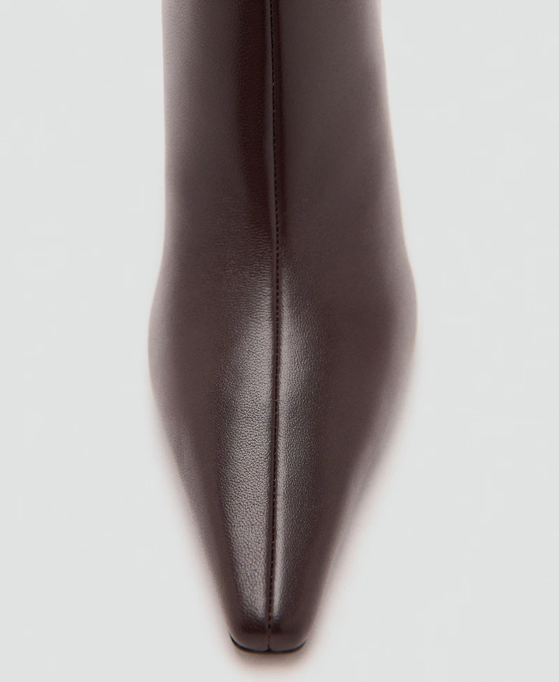 Mango Women's Leather Pointed Ankle Boots