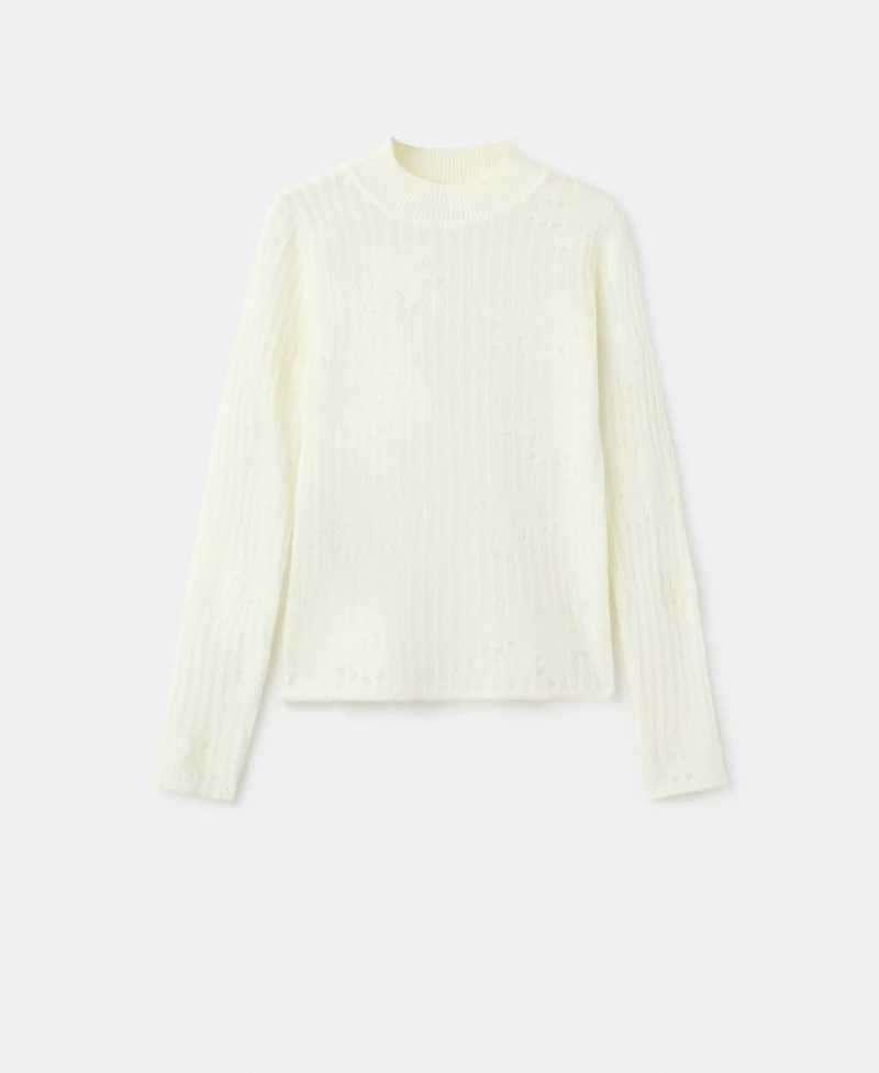 Mango Women's Openwork Knitted Floral Sweater