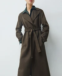 Mango Women's Belt Handmade Wool Coat