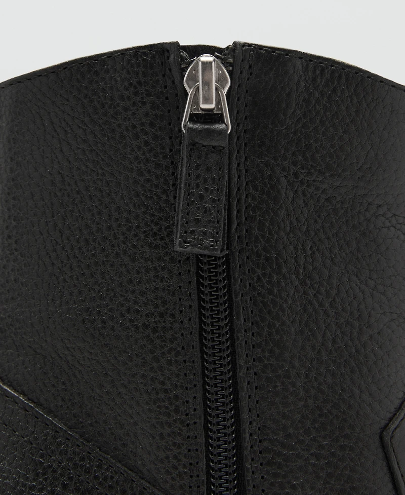 Mango Women's Leather Pointed Ankle Boots