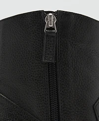 Mango Women's Leather Pointed Ankle Boots