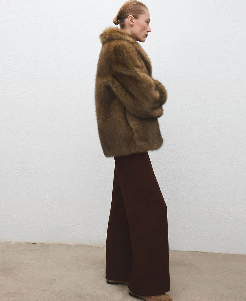 Mango Women's Elastic Waist Corduroy Pants