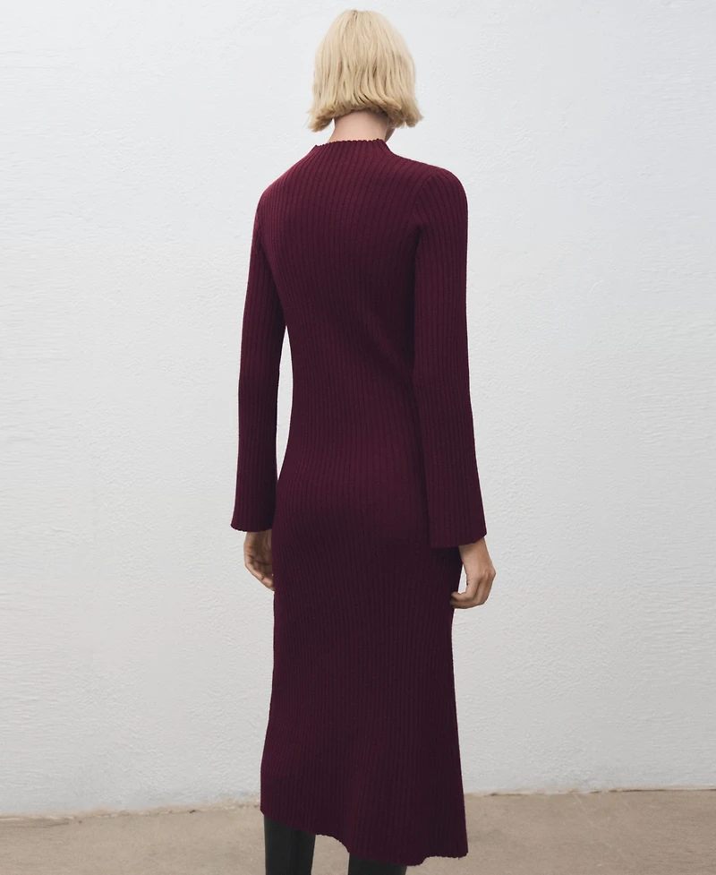 Mango Women's Perkins-Neck Ribbed Dress