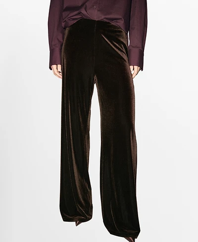 Mango Women's Velvet Wide-Leg Trousers