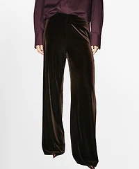 Mango Women's Velvet Wide-Leg Trousers