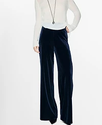 Mango Women's Velvet Wide-Leg Trousers