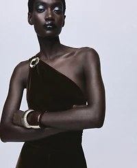 Mango Women's Metallic Detail Velvet Jumpsuit