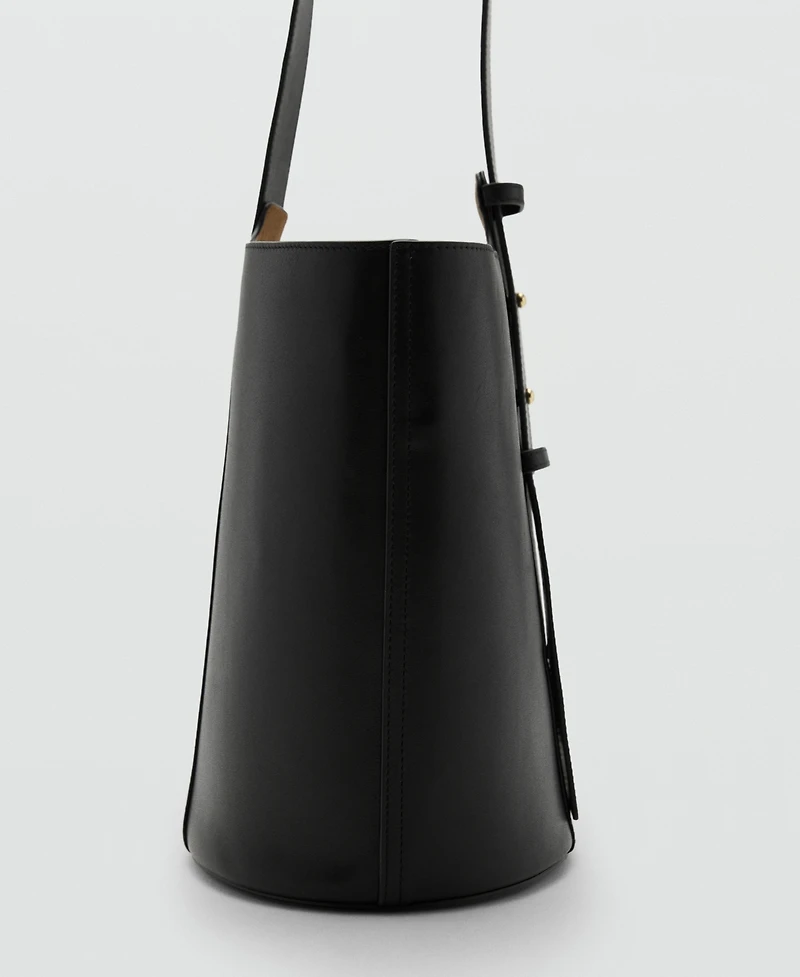 Mango Women's Leather Bucket Bag