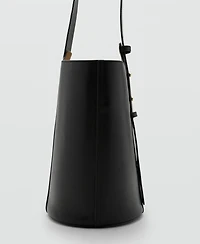 Mango Women's Leather Bucket Bag