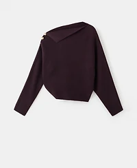 Mango Women's Asymmetrical Neck And Jewel Buttons Sweater