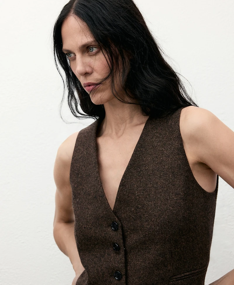 Mango Women's Speckled Wool Waistcoat