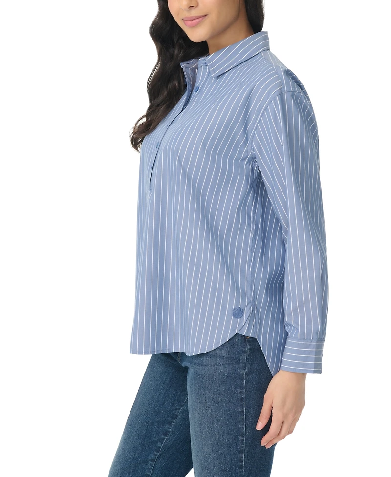 Gloria Vanderbilt Women's Amanda Pop-Over Long-Sleeve Top