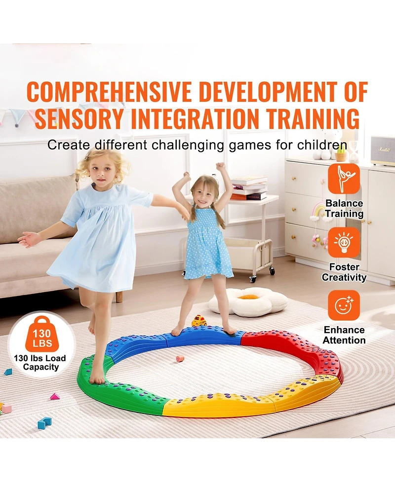 Mecale Balance Beam Stepping Stones, Toddler Balance Boards with Non-Slip Surface & Rubber Pads, Montessori Toy for Kids 2–6, Indoor/Outdoor Pl