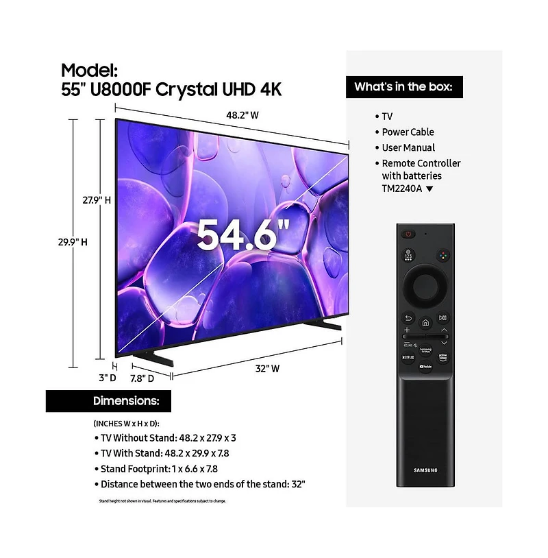 Samsung 55" U8000F Series Crystal 4K Uhd Smart Tv - UN55U8000F