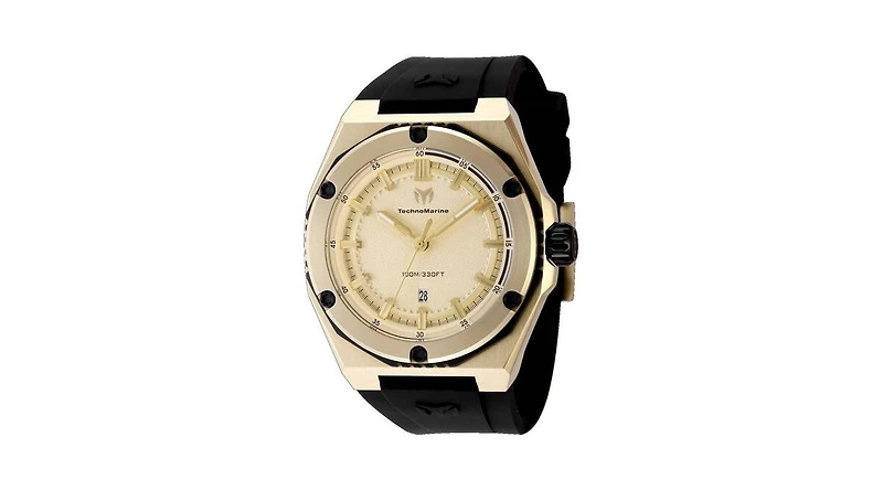 Technomarine Men's Tm- Coral Quartz 3 Hand Gold Dial Watch