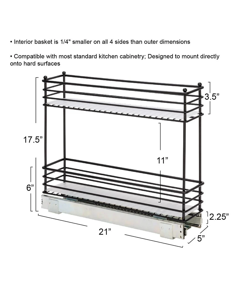 Household Essentials Glidez Multipurpose Paint-Finished Steel Pull-Out Storage Organizer, 2-Tier Design, Black