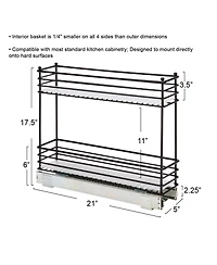 Household Essentials Glidez Multipurpose Paint-Finished Steel Pull-Out Storage Organizer, 2-Tier Design, Black