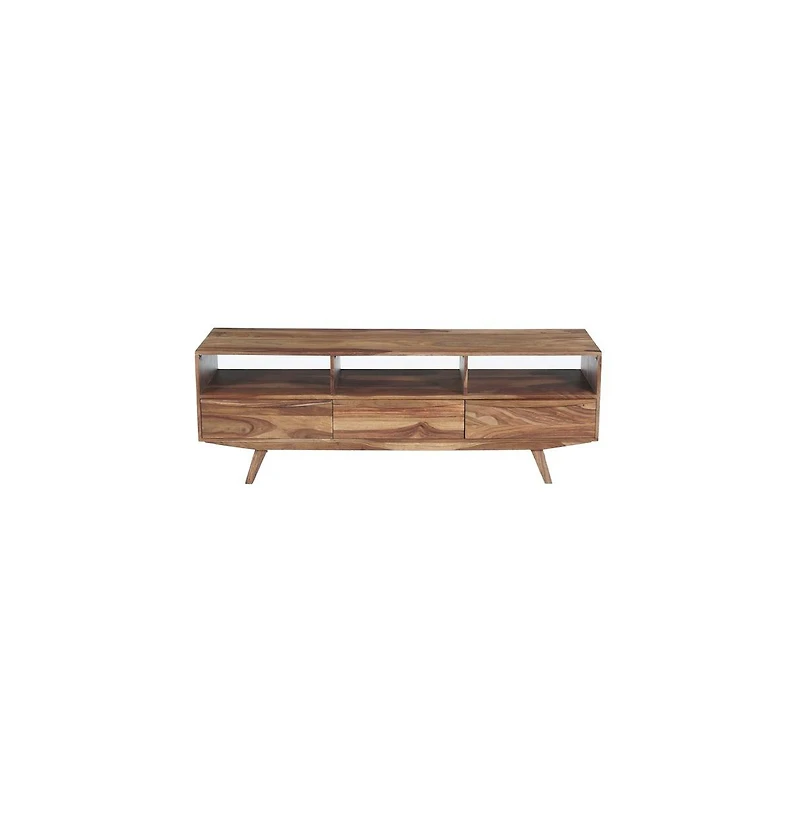 Porter Designs Fusion Solid Sheesham Wood Tv Stand, Light Brown