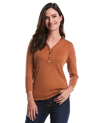 Rafaella Petite 3/4 Puff Sleeve V-Neck Top