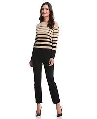 Rafaella Petite Striped Print Rivet Detail Long Sleeve Sweater