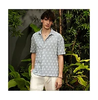 Campus Sutra Men's Baby Blue Floral-Tactile Oversized Shirt