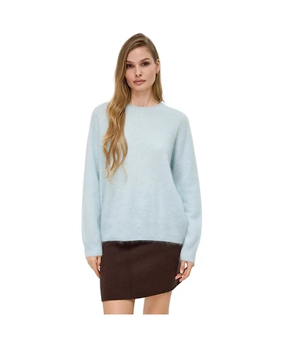 Bellemere New York Women Brushed Silk Cashmere Crew-Neck Sweater