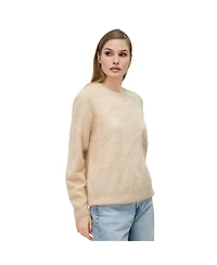 Bellemere New York Women Brushed Silk Cashmere Crew-Neck Sweater