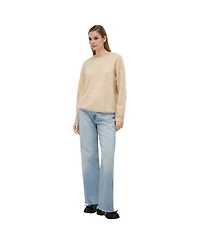 Bellemere New York Women Brushed Silk Cashmere Crew-Neck Sweater