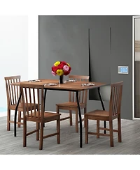 Costway Dining Chair Kitchen Spindle Back Side Chair with Solid Wooden Leg