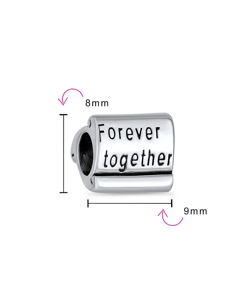 Bling Jewelry Set of 2 Words Mantra Forever Together & Heart Lock Charm Bead Sterling Silver