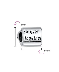Bling Jewelry Set of 2 Words Mantra Forever Together & Heart Lock Charm Bead Sterling Silver