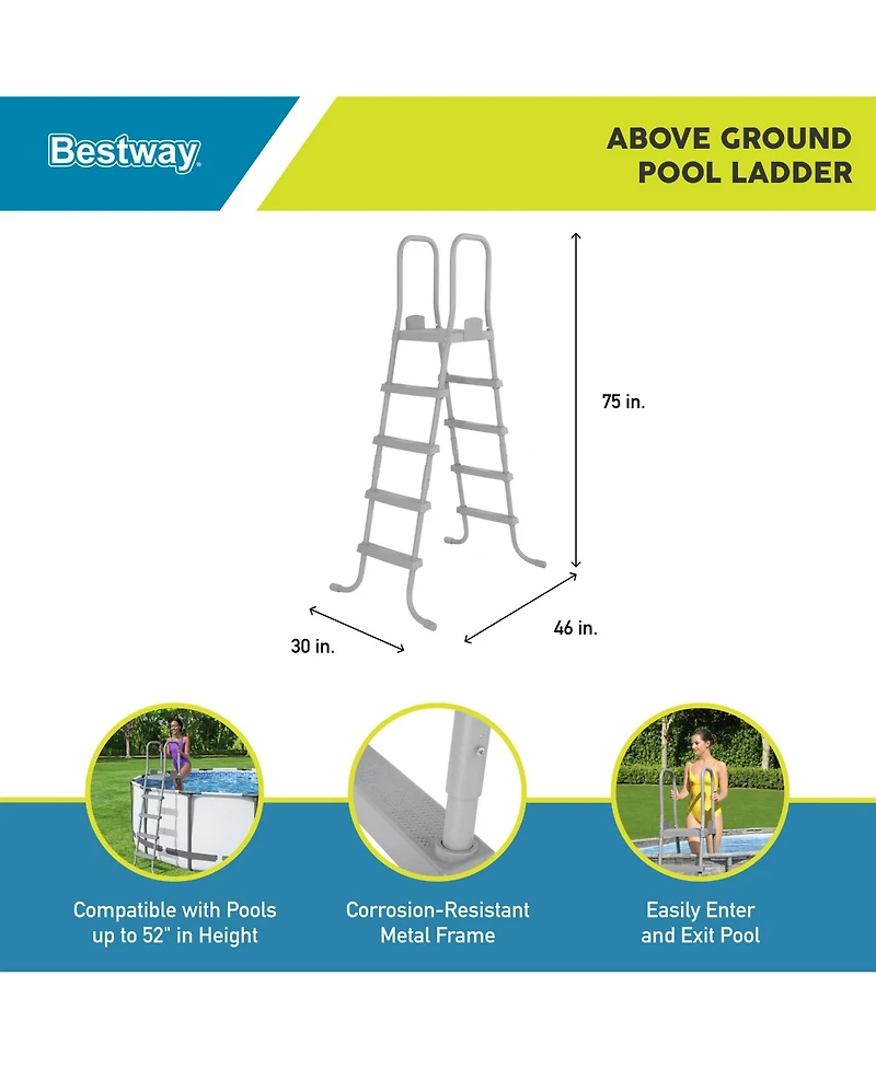 Bestway Flowclear 52 Inch Heavy Duty Metal A Frame Above Ground Pool Ladder