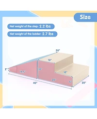 Skonyon 2-Piece Step and Slide Climber for Infants and Toddlers Baby Soft Play Set Foam Blocks-Pink & blue
