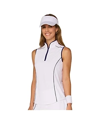 G Lifestyle Clothing Women's Sleeveless Piping Mock Neck Top