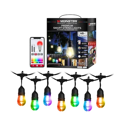 Monster Cable 24 ft Sound Reactive Smart Multi-Color Outdoor String Light